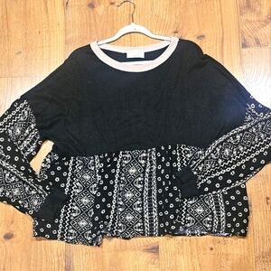 Patterned Black and White Top